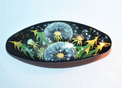 Заколка с ручной росписью Палех "Одуванчики"