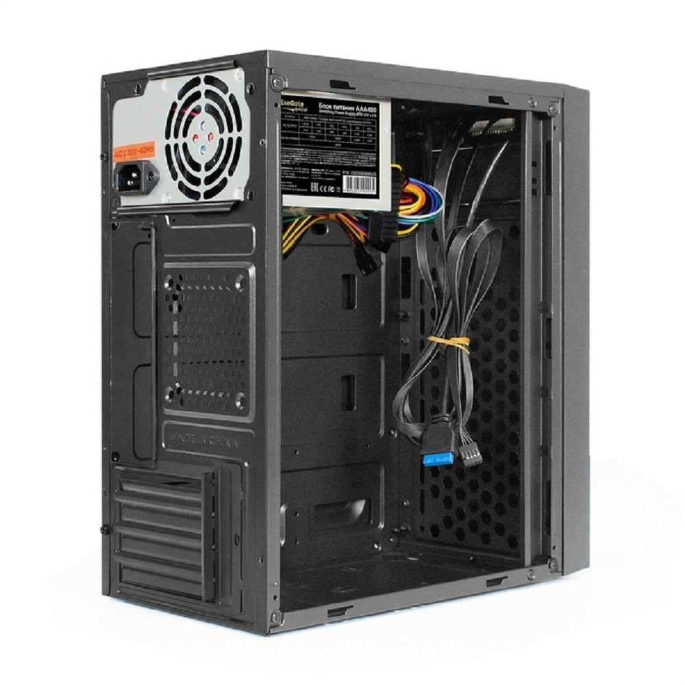 Корпус для компьютера Exegate EX292358RUS Корпус Minitower ExeGate BAA-114U2-AAA400 (mATX, БП AAA400 с вент. 8см, 1*USB+2*USB3.0, аудио, черный)