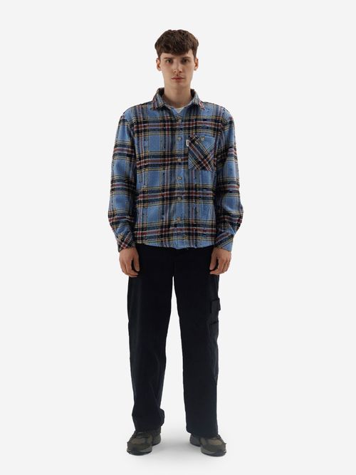 Рубашка RUFF Global ripped plaid синяя