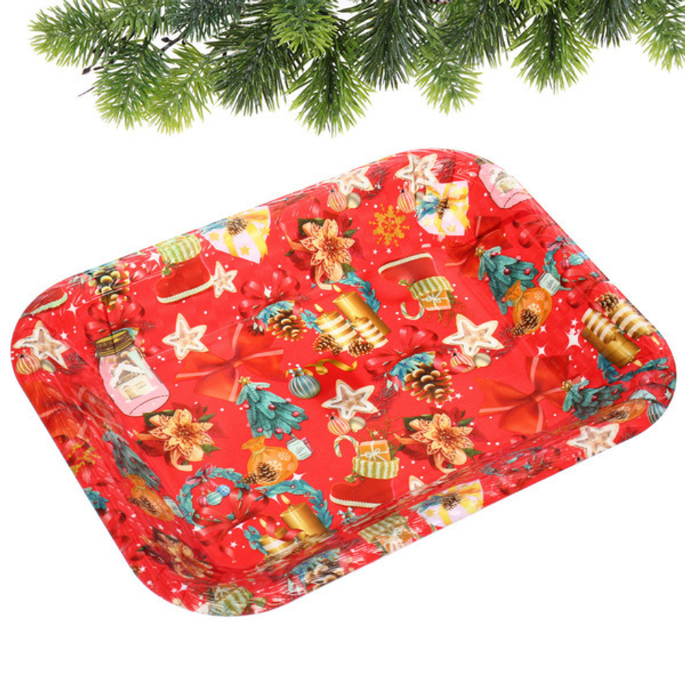 Поднос пластиковый «Новогоднее ассорти» 32*24см