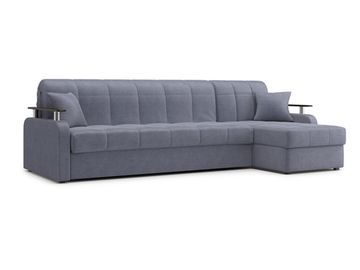 Диван угловой с оттоманкой Денвер 1,6 - Velutto 32 серый/  коричневая накладка