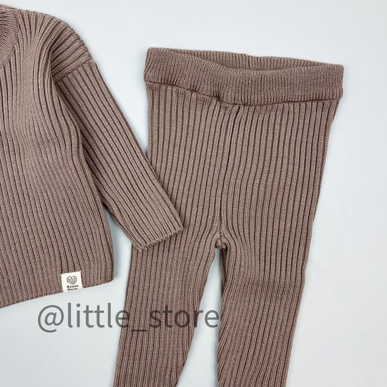 Комплект вязаный, Кофейный