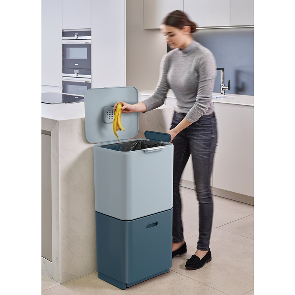 Контейнер для мусора с двумя баками totem max, 60 л, синий