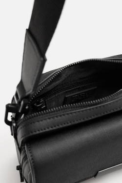 ZARA СУМКА ИЗ РЕЛЬЕФНОГО МАТЕРИАЛА, ЧЕРНЫЙ