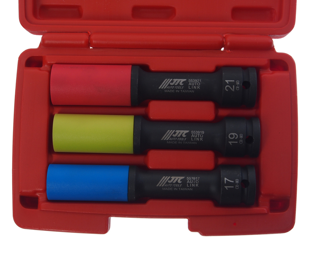 Набор головок ударных для литых дисков 17-19-21мм L=150мм 3 предмета в кейсе JTC