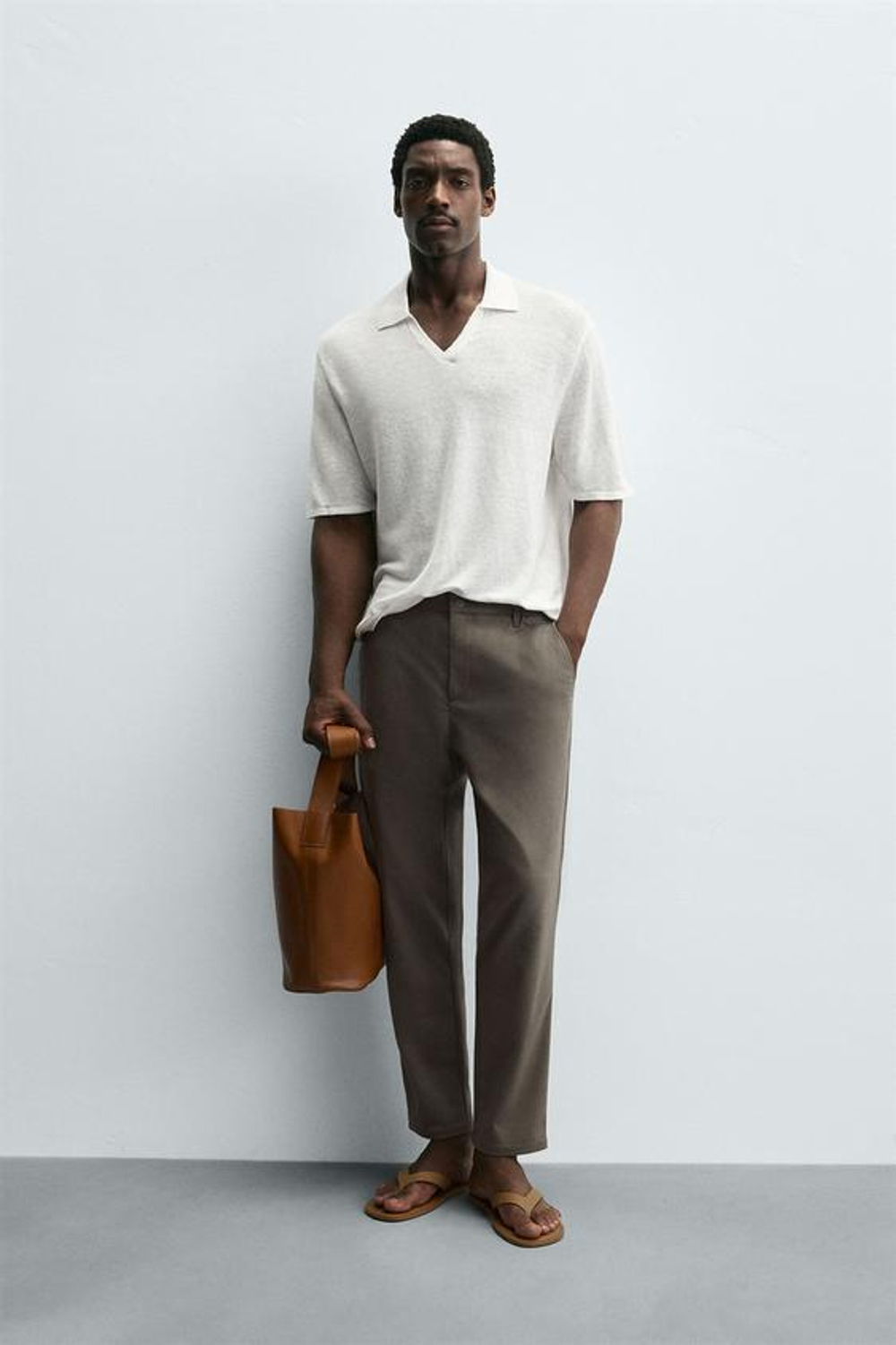 ZARA БРЮКИ SLIM FIT COMFORT, СЕРО-КОРИЧНЕВЫЙ