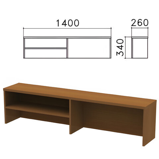 Надстройка для стола письменного "Монолит", 1400х260х340, 1 полка, цвет орех гварнери, Н8.3