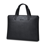 WilliamPOLO Top Grain Cow Leather Briefcase, Handbag Medium Men"s Black