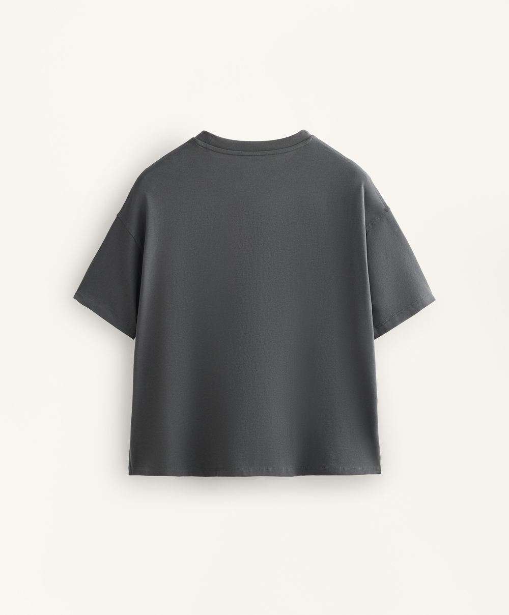 Oysho Футболка с короткими рукавами из смесового хлопка, антрацитовый