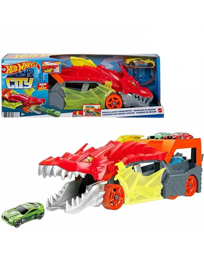 Игровой набор Хот вилс GTK42 Разъярённый дракон с хранилищем | Hot Wheels City Dragon Launch Transporter 1:64 | 3+