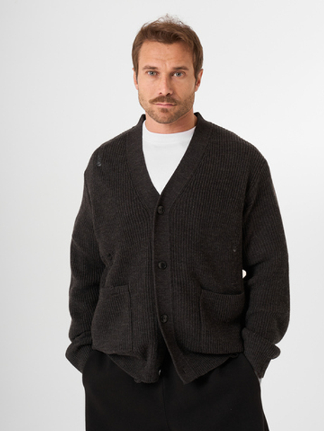 Графитовый кардиган с разрывами QWE