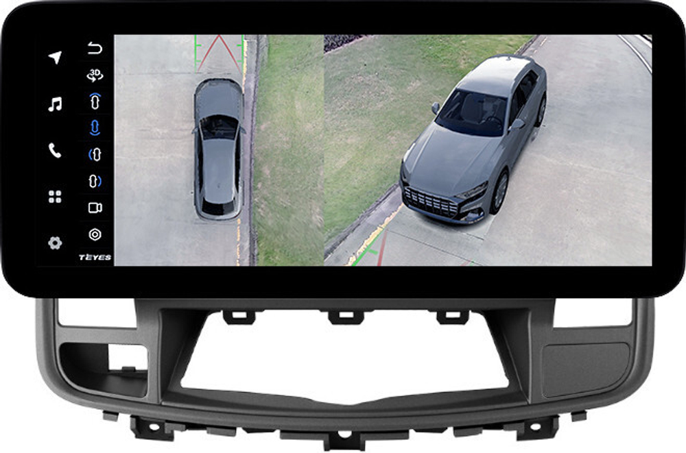 Магнитола для Nissan Teana J32 2008-2013 (ШГУ цветной, рамка 10) - Teyes LUX ONE 360 монитор 12.3" 2K QLED на Android 10, 6+128Гб, CarPlay, 4G SIM-слот, 4 камеры в комплекте