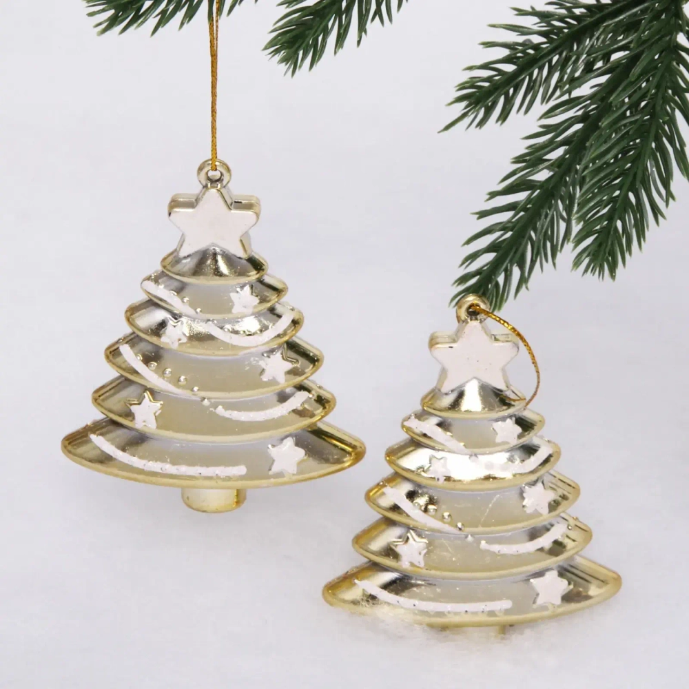 Елочные игрушки «Сказочная ёлочка» 8 см (набор 2 шт), Шампань