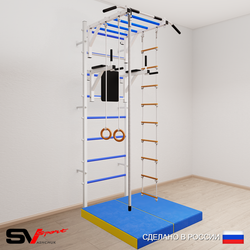 Шведская стенка Sv Sport усиленная 6234 (Турник рукоход/Брусья/Канат/Кольца/Лестница/Мат 1м)