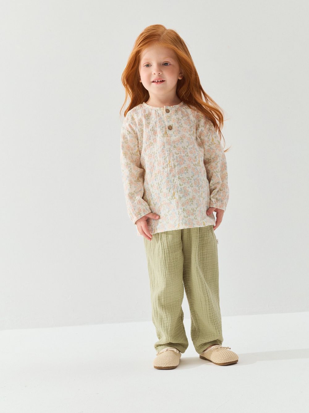 Рубашка муслиновая "Зефирный луг" 0+