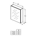 Зеркальный шкафчик 50 см Ideal Standard MIRROR&LIGHT T3428AL