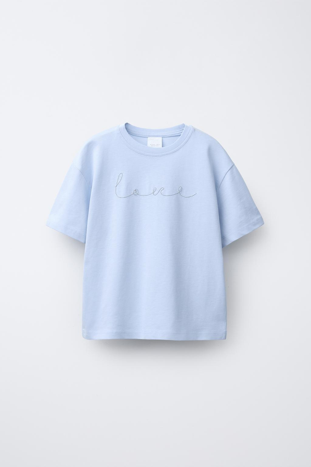 ZARA ФУТБОЛКА С КОНТРАСТНЫМИ ЦВЕТКАМИ, СИНИЙ