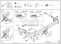 Фаркоп оцинкованный Galia M127A для Mercedes GLK-Class 2008-2015(паспорт и сертификат в комплекте)(без электрики)