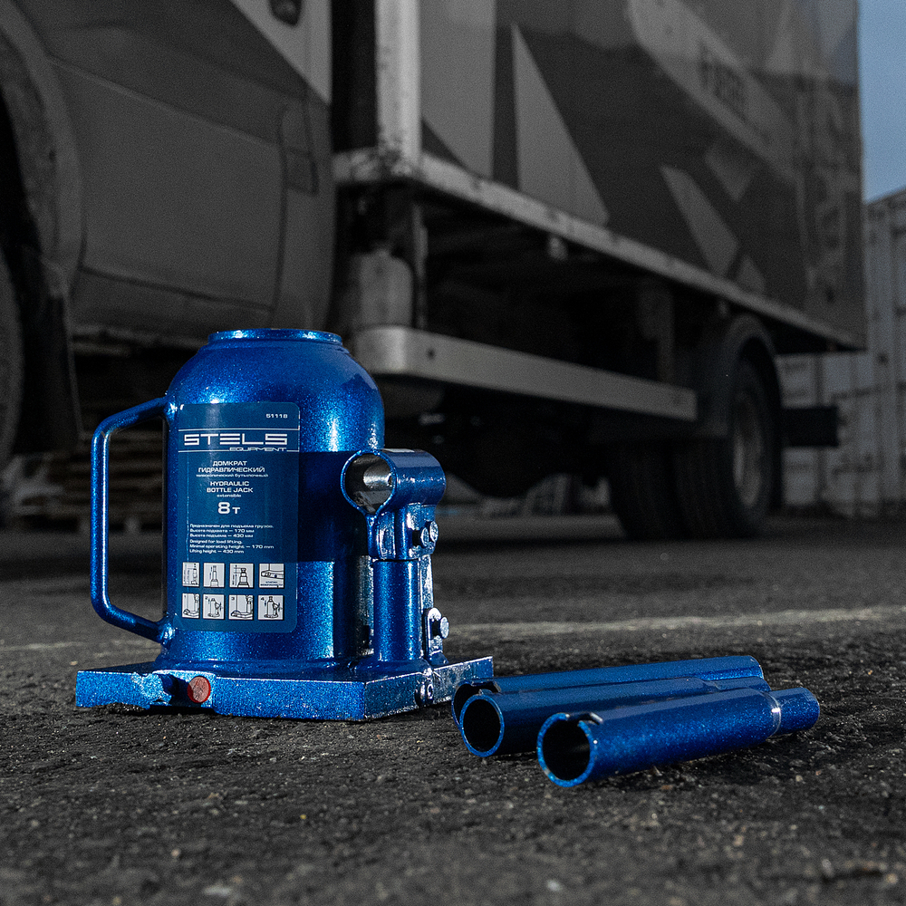 Домкрат гидравлический бутылочный телескопический, 8 т, H подъема 170-430 мм Stels