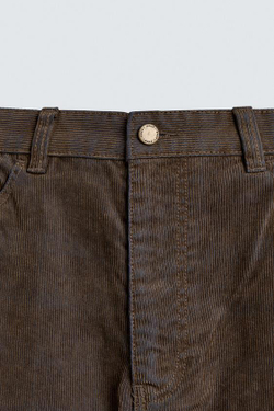 ZARA ВЕЛЬВЕТОВЫЕ БРЮКИ BAGGY FIT, КОРИЧНЕВЫЙ