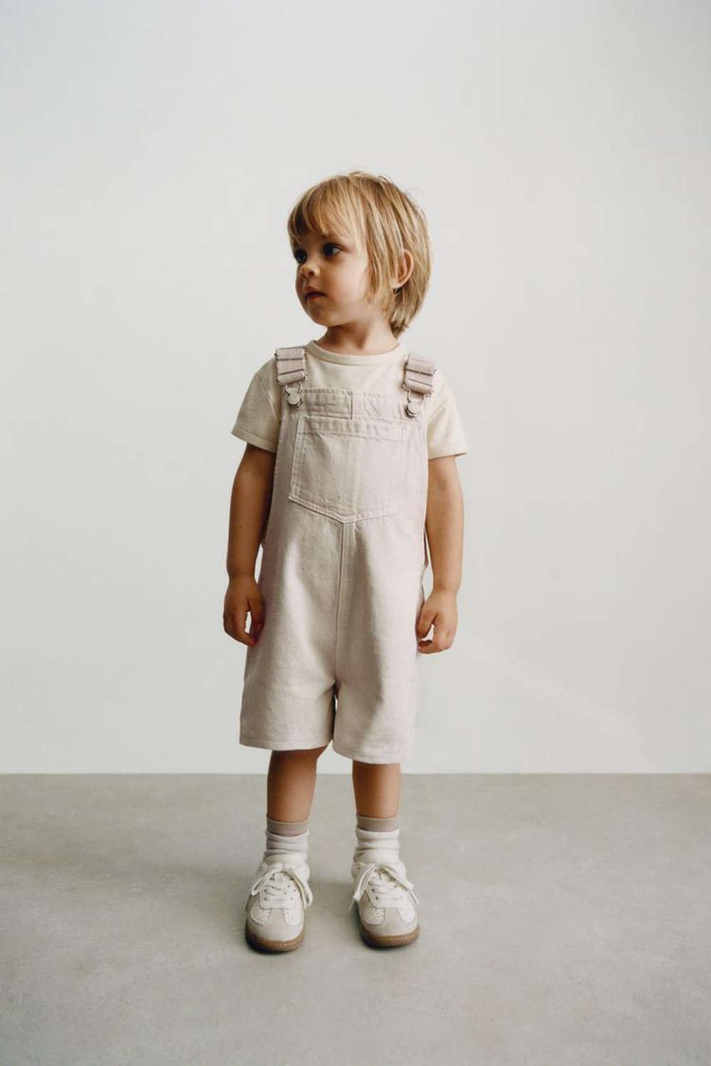 ZARA КОРОТКИЙ ХОЛЩОВЫЙ КОМБИНЕЗОН ИЗ ТВИЛА, ЭКРЮ