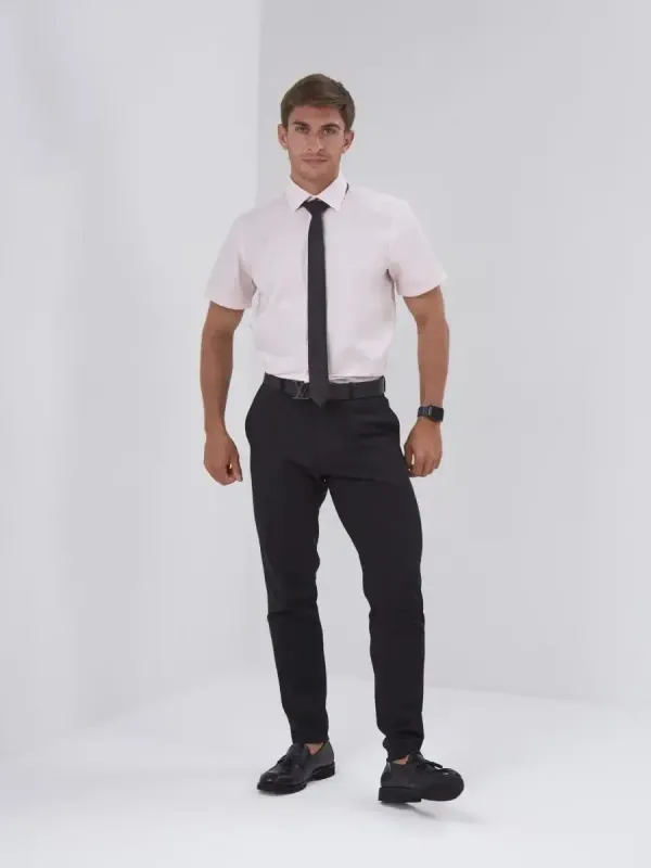 Рубашка приталенная SLIM FIT с коротким рукавом, бледно-розовая