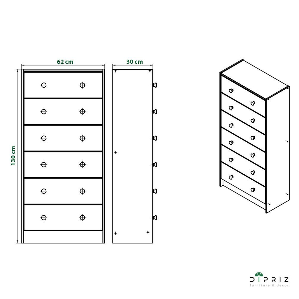 Комод, 62х30х130, Раст, с ящиками, для одежды и игрушек, в прихожую, из массива дерева, IKEA