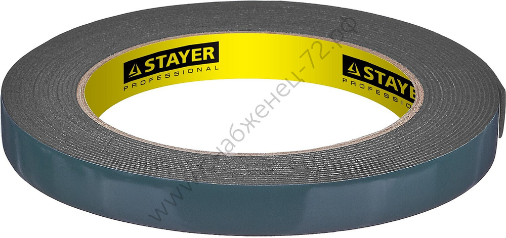 STAYER 12 мм, 5 м черная, на вспененной основе, Двухсторонняя клейкая лента, PROFESSIONAL (12233-12-05)
