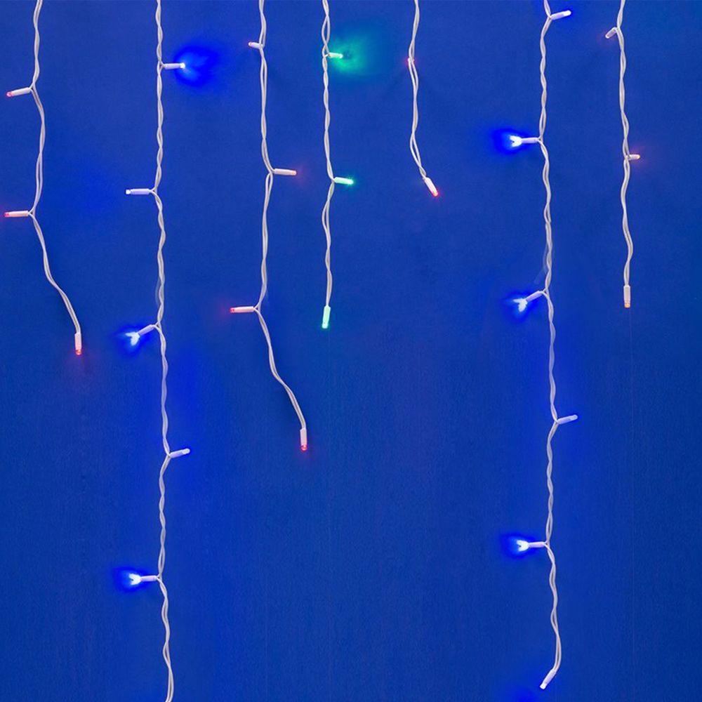 ULD-B3010-200-TWK MULTI IP67 Бахрома светодиодная с эффектом мерцания. 3м. Соединяемая. 200 светодиодов. Разноцветный свет. Провод белый. TM Uniel.