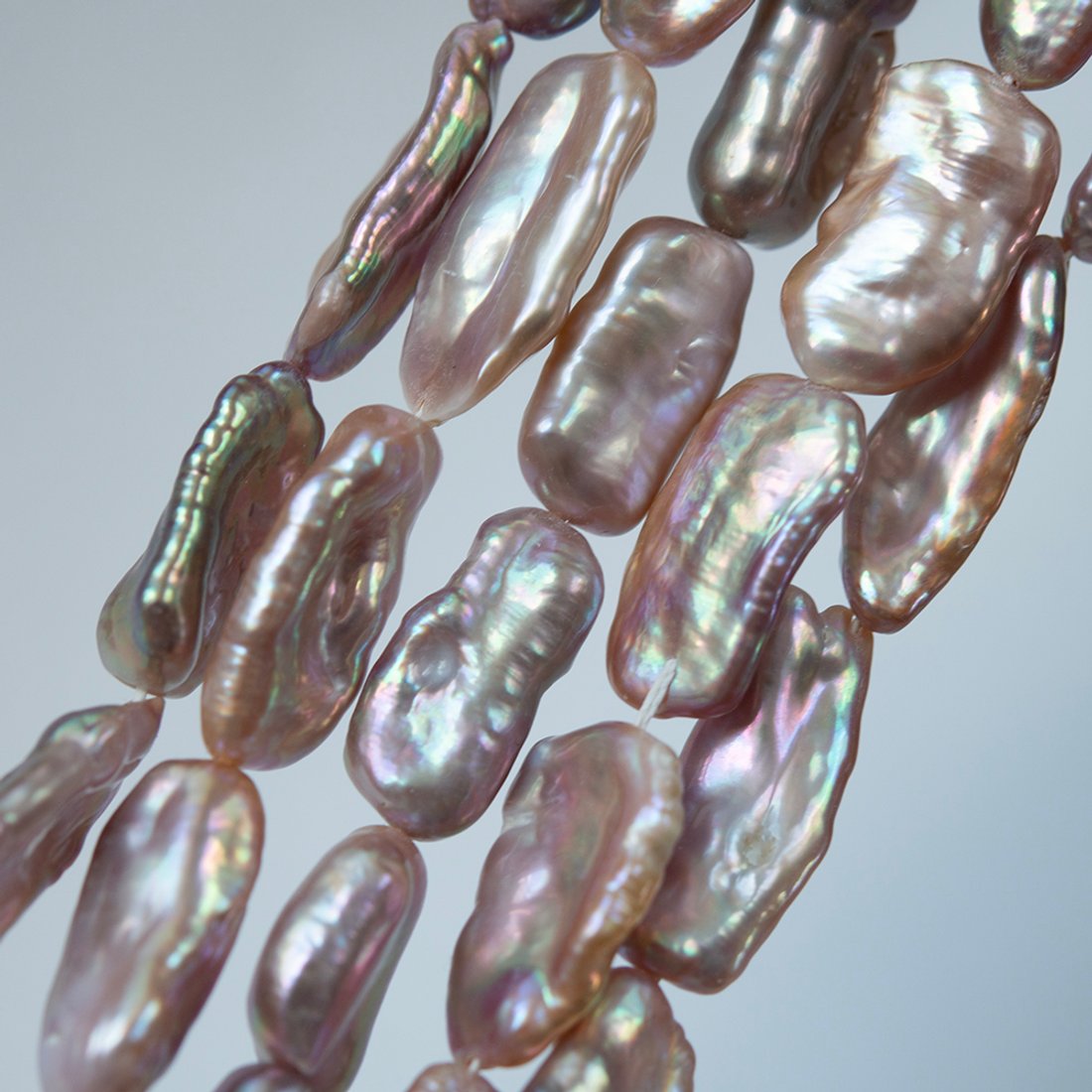 Жемчуг культивированный "Бива", розово-лиловый, с эффектом хамелеона, 14-25мм