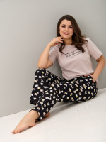 Брюки Б-18/черный-ромашки