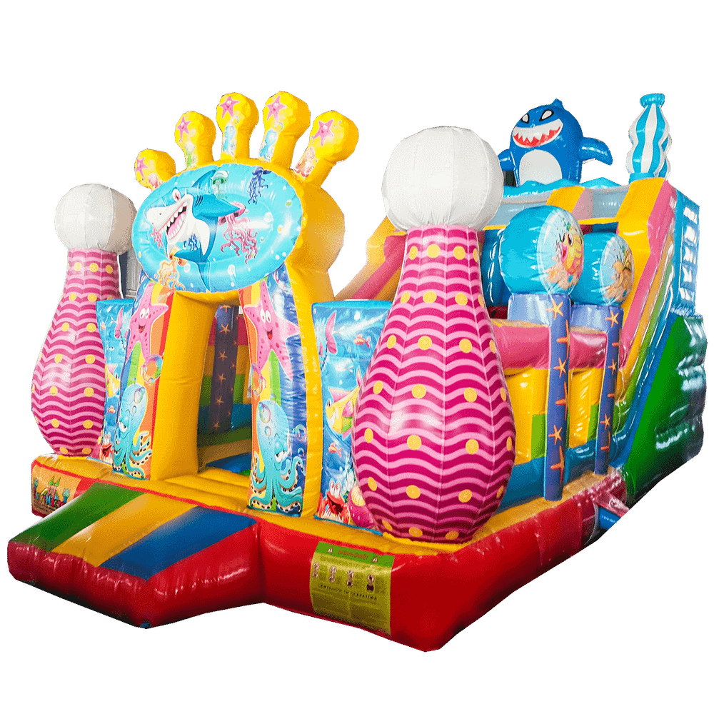 Коммерческий надувной батут с горкой «В гостях у моря», 8*4*5 м