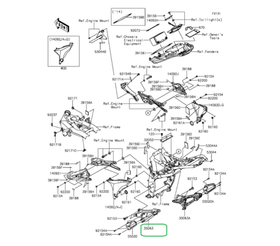 35063-0863-18R. STAY,RR,LH,F.S.BLACK. Z800 (2013-2016)