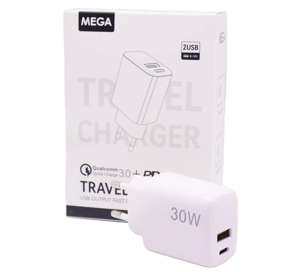 Сетевой адаптер питания MEGA A+C 30W (белый)