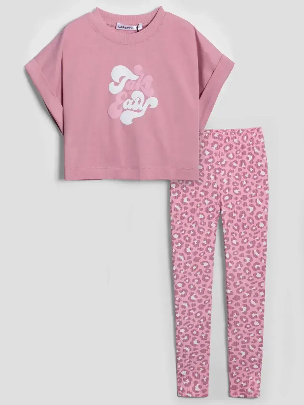 Розовый костюм для девочки с леггинсами