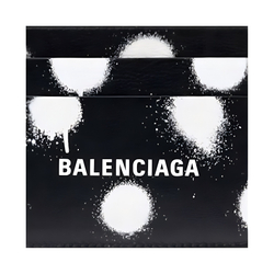 Balenciaga Leather Card Holder Unisex Black White