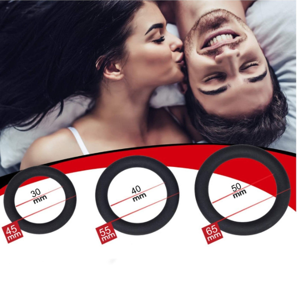 Набор из 3 черных эрекционных колец «Оки-Чпоки» (Цвет: черный)