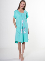 Удлиненная хлопковая сорочка с принтом (Размер: XL) (Цвет: салатовый)