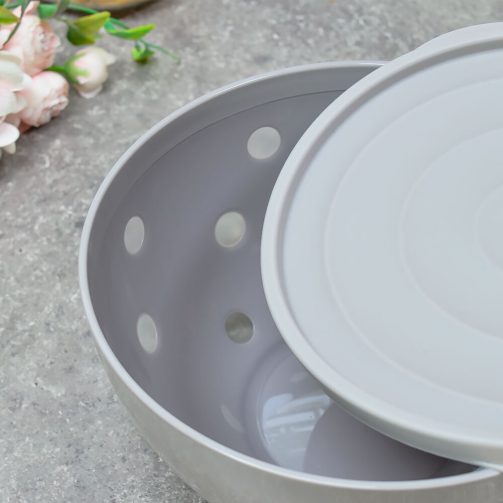 Салатник 2л с крышкой "Sens", дымчато-серый