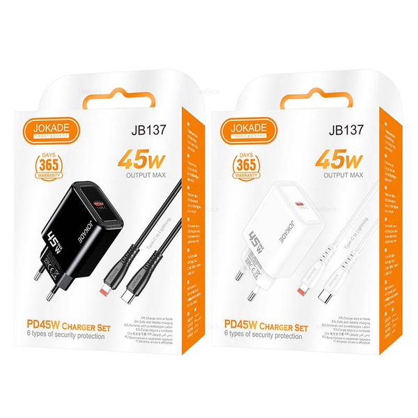 JOKADE JB0137, Зарядное устройство PD45W на устройства Lightning