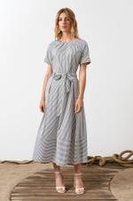 51539 Платье женское (молочный, серая полоска)