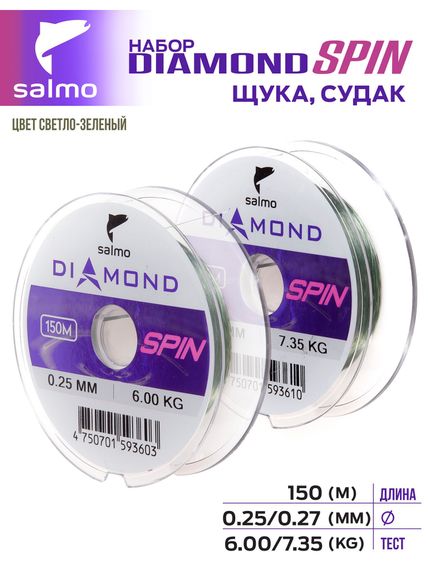 Набор лесок монофильных Salmo Diamond SPIN ЩУКА/СУДАК 2шт. (коробочная версия)