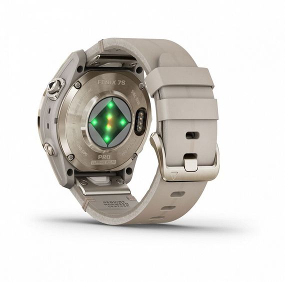 Garmin Fenix 7s Pro Sapphire Solar два ремешка Золотистый корпус с кожаным ремешком