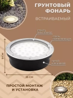 Светильник LED тротуарный (грунтовый) встраив. SP2708 24W 2700K 85-265V IP67 Feron