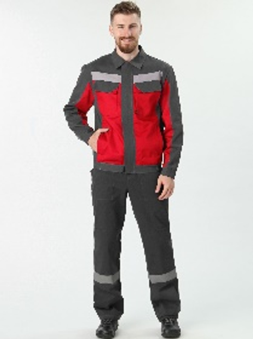 Костюм Вираж-1 IMP (тк.Смесовая,260) брюки, т.серый/красный