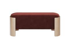 Банкетка Lagom 100 см (бордовый FiberGuard, натуральный дуб)