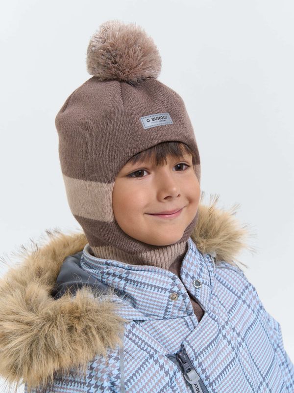 Шлем зимний  из смесовой шерсти Колор блок 