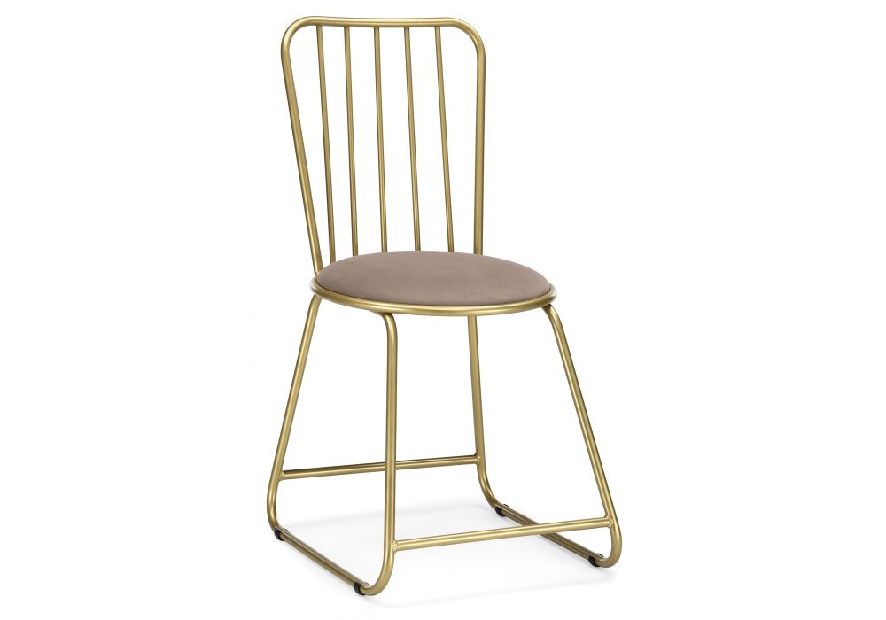 Стул на металлокаркасе Лирион бежевый велюр / золото