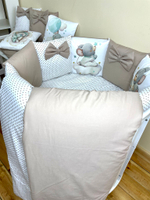 Комплект в кроватку 18 предметов "Мышка" бежевый, сатин