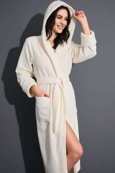 Халат женский махровый 4275 крем NUSA Турция